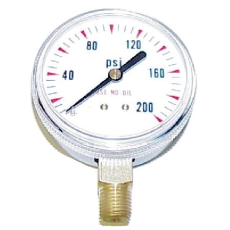 Powerweld Replacement Gauge, 2" x 200 PSI, 1/4" NPT Inlet B200